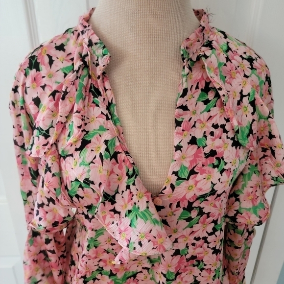 Zara Floral Long Sleeve Blouse M - Picture 2 of 11